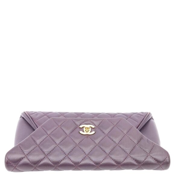 Chanel  Fold Up Again Quilted Lambskin Leather Clutch Purple - Picture 4 of 11